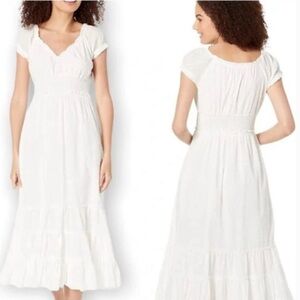 Betsey Johnson Cotton Swiss Dot Cottagecore White Tiered Midi Dress Size XL NWOT